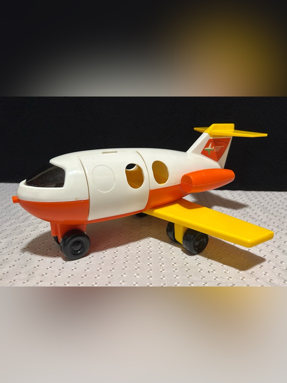 Vintage 1980 Fisher Price Little People Yellow & Orange Jet Airplane Plane